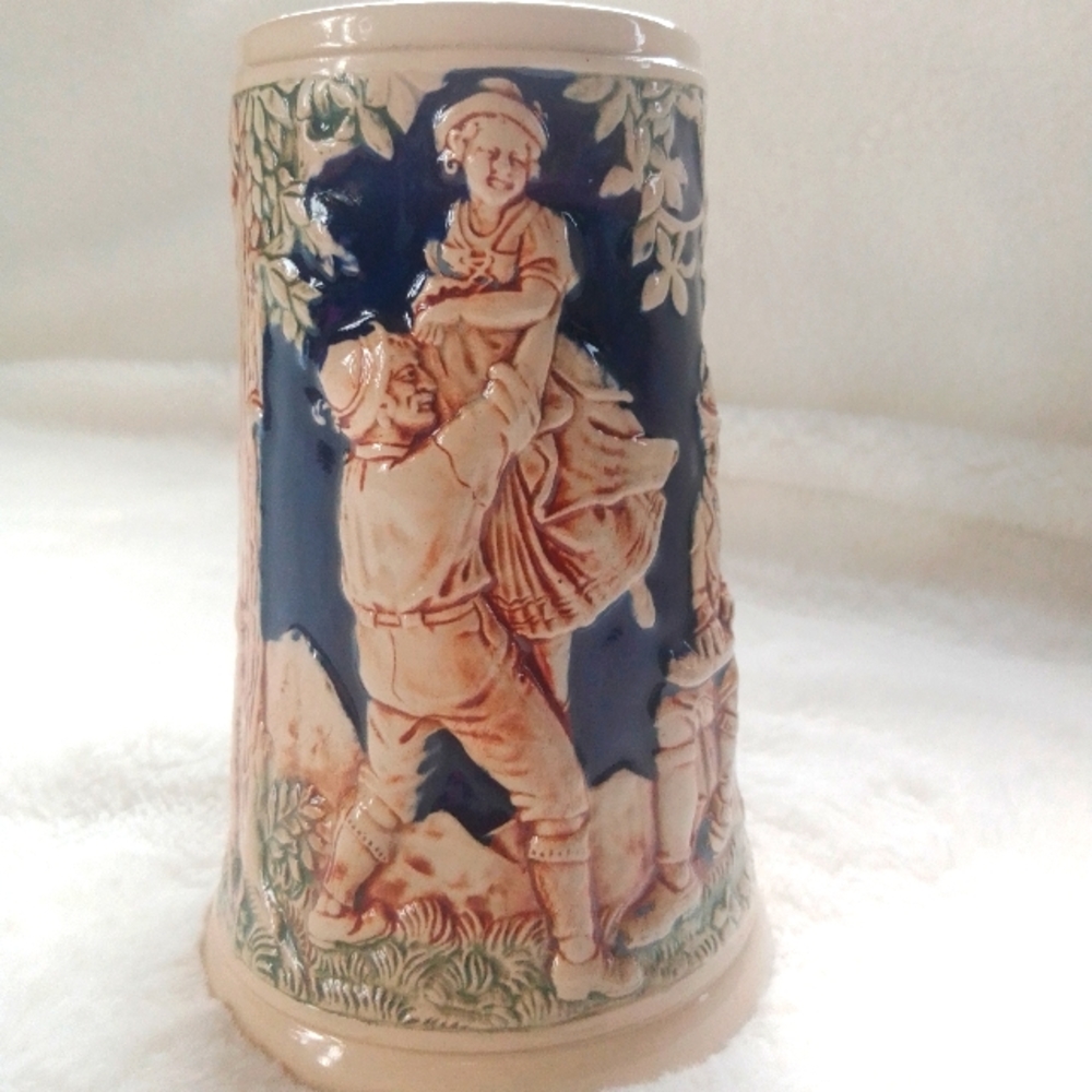 Vintage 6.3" Beer Stein German dancing.